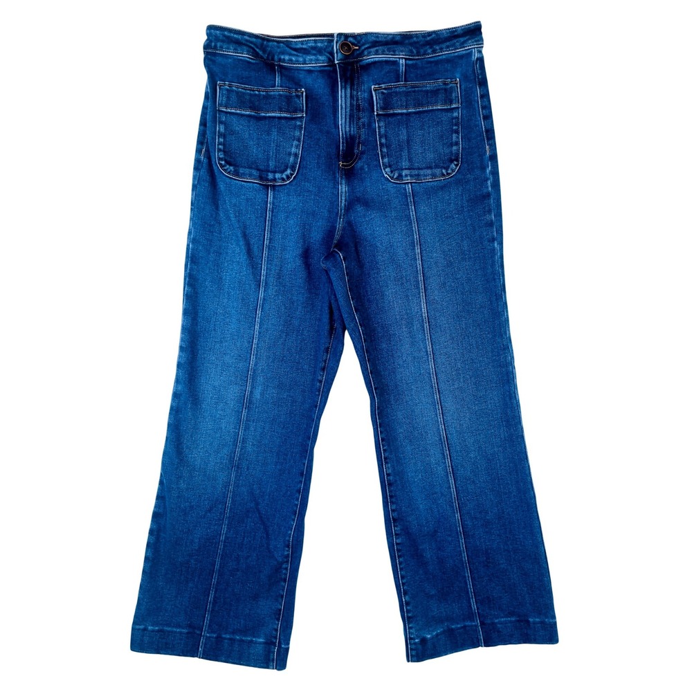 LC Lauren Conrad Wide Leg Jeans Womens 16 Medium Wash Blue Front Patch Pockets